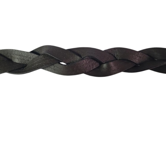 VTG Genuine Leather Braided Belt Brown Stitch Detail Boho Western Style Size S - Picture 8 of 16